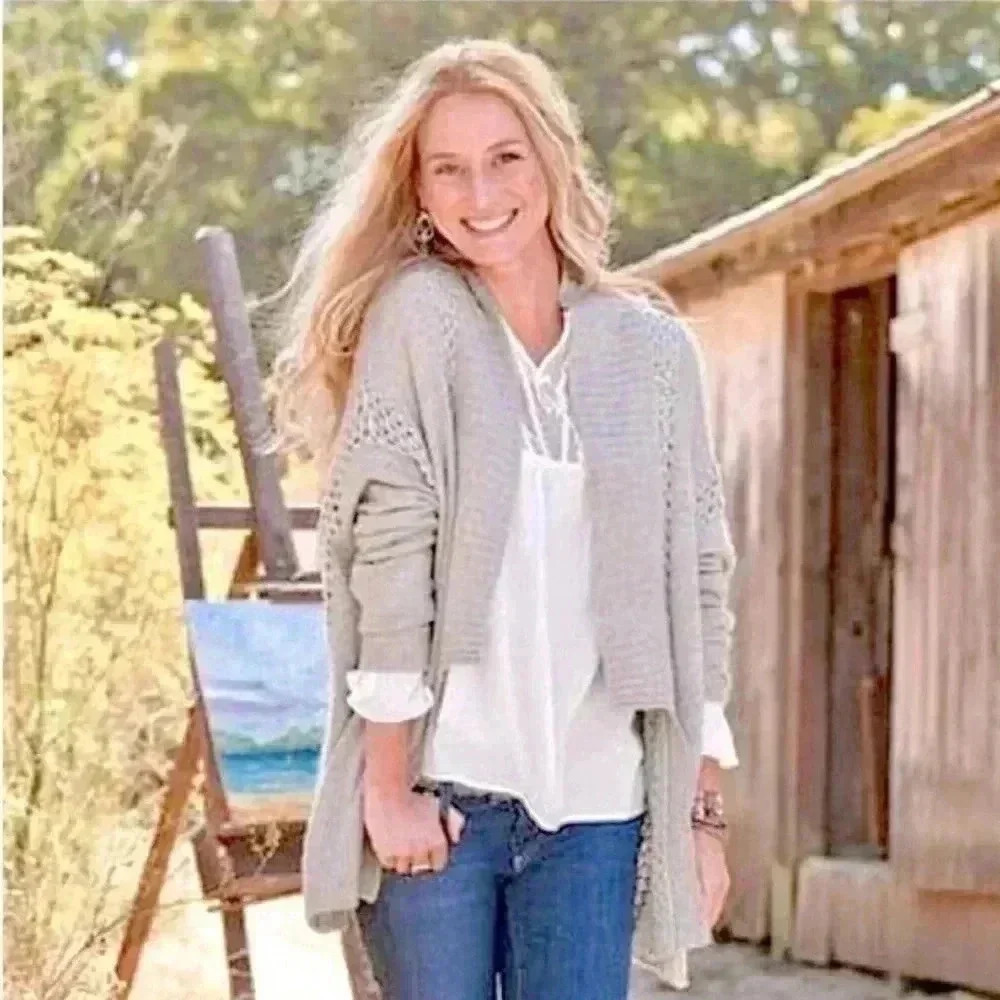 Sundance New Dimensions Gray Loose Knit Sweater/Cardigan Size Size S Coastal